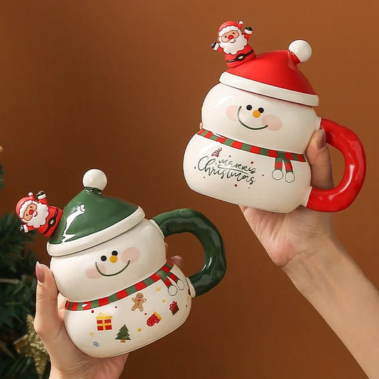 Creative Christmas Ceramic Cup Cartoon Snowman Mugs Gift Box for Christmas Household Coffee Mug Milk Cup - Image 2