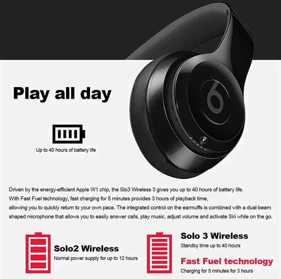 brand Beats SOLO3 Bluetooth Headset Wireless Headphone 360Degree Surround HIFI Sound Music Gaming He - Gallery image 12