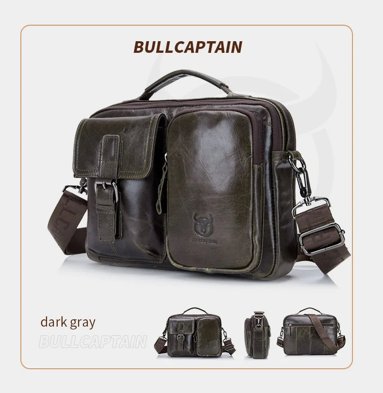 BULLCAPTAIN New Genuine Leather Men Crossbody Bag Male Briefcase