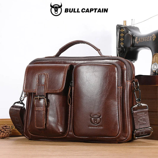 BULLCAPTAIN New Genuine Leather Men Crossbody Bag Male Briefcase