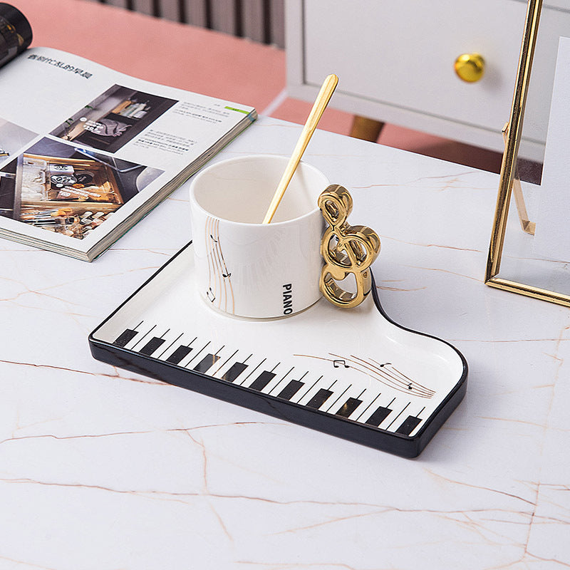 Piano Key Coffee Mug - Nordic Ceramic Cup with Spoon - Product Image 11