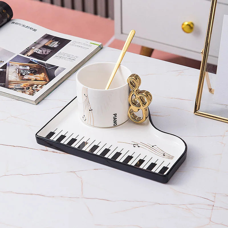 Piano Key Coffee Mug - Nordic Ceramic Cup with Spoon - Product Image 13