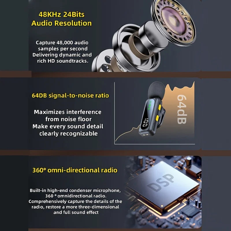 Professional Wireless Lavalier Microphone System with Intelligent Noise Cancellation Lapel Mic For Vlog&Interviews&Conferences - Product Image 7