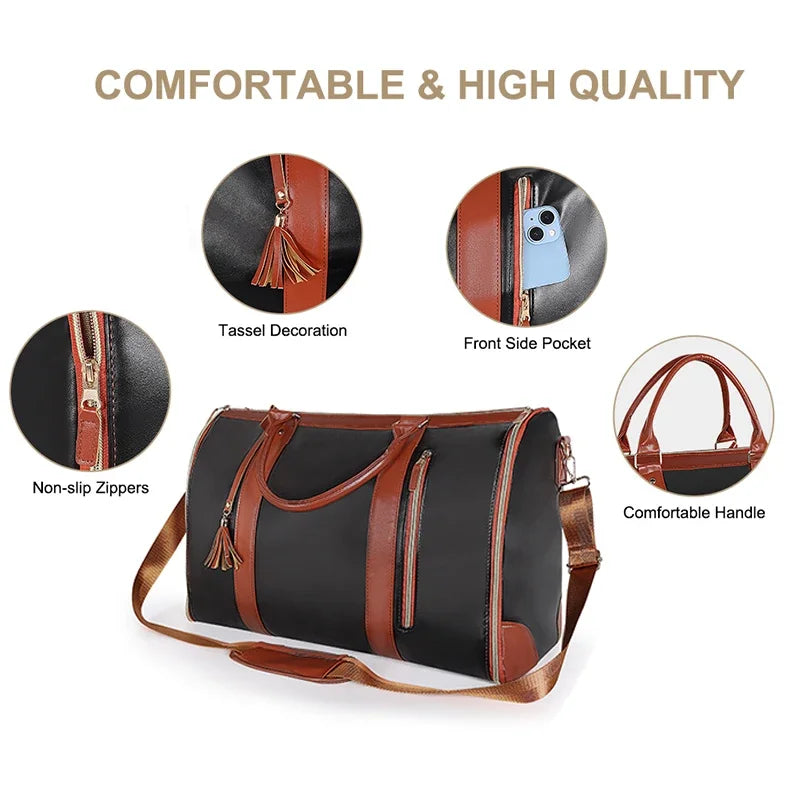Large Capacity Travel Duffle Bag Women's Handbag Foldable Suit Bag