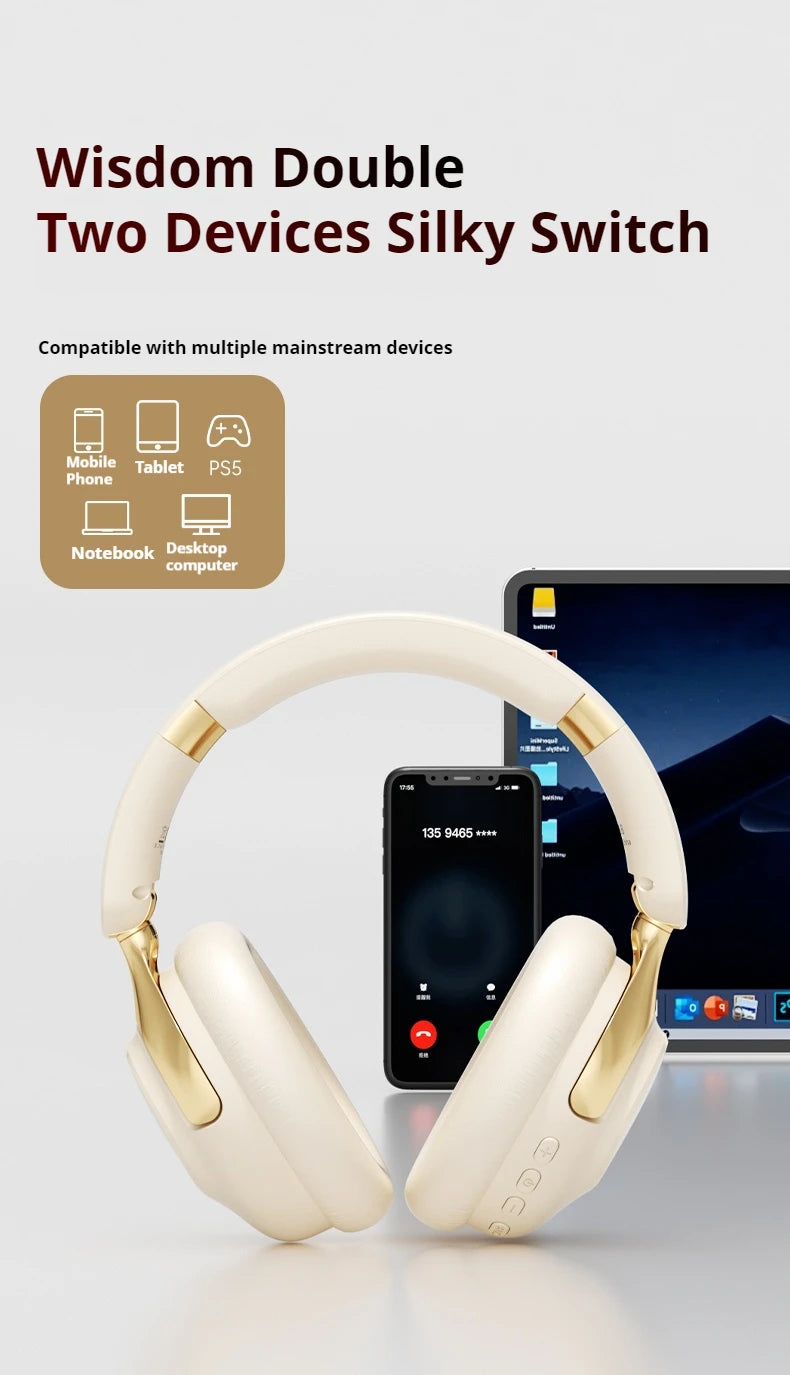 ANC Noise Reduction 100H Play Time Bluetooth Headphones 360° Surround Sound Wireless Headsets Sports - Gallery image 10