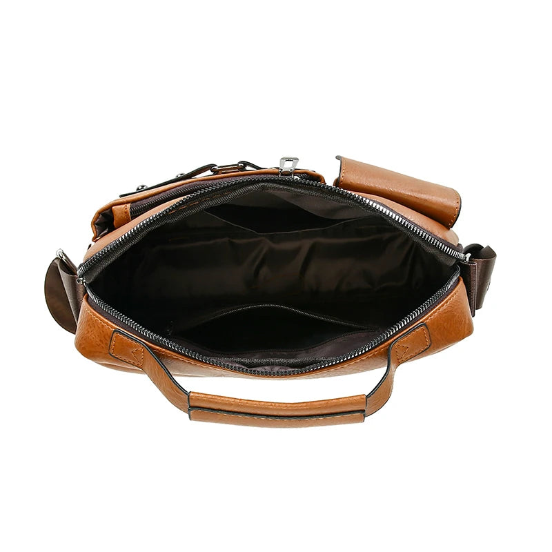 Fashion Men's Shoulder Bag PU Leather Handbag Business Briefcase