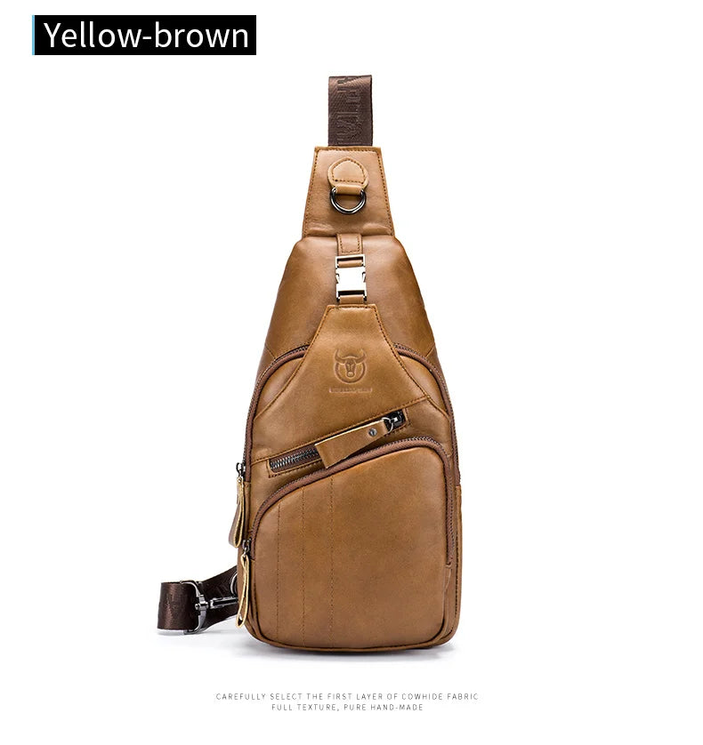 BULLCAPTAIN Bag Genuine Leather Chest Bag Men's Fashion Style Casual