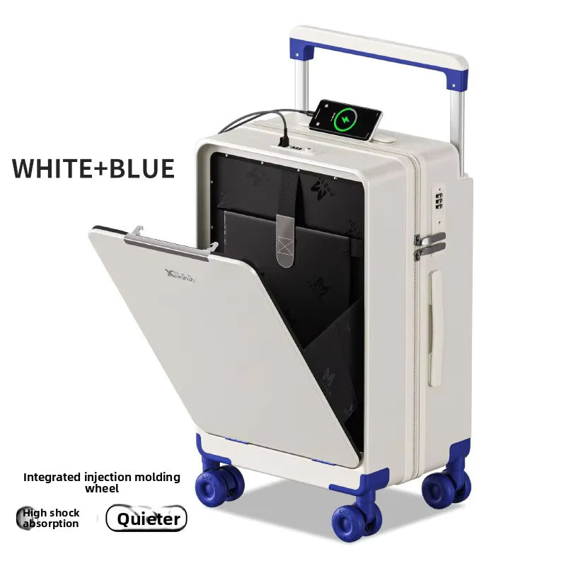 COLENARA ABS+PC Suitcase Front Opening Laptop Boarding Case USB Charging Trolley Case 20"24"26 Inch  - Gallery image 8