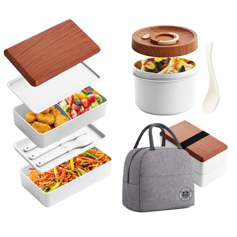 Untior Divided Lunch Box Picnic Microwave Japanese Bento Box Double