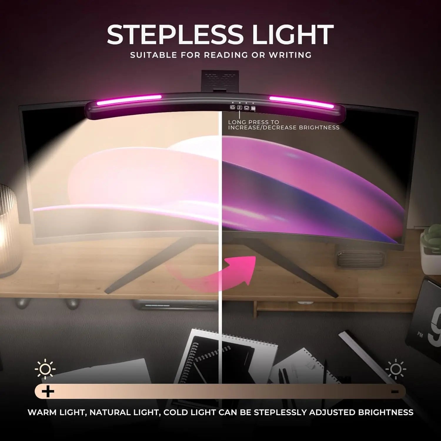 Curved Monitor Light Bar, Stepless Dimming USB Desk Lighting Lamp Applicable to  - View 6