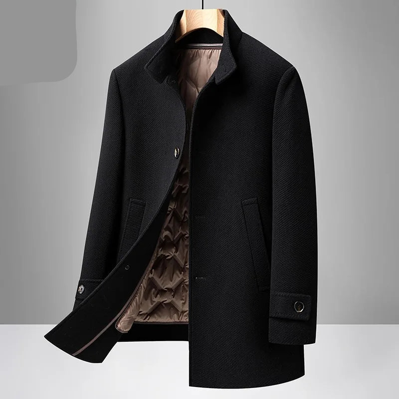 COMXZ Men Wool Blends Coat Removable Liner Luxury High End Business Outdoor Golf Coat Office Warm Goose Down Lightweight Padding - Usage Context Display