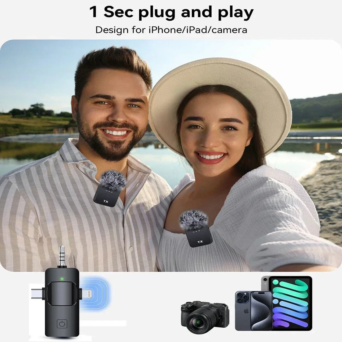 Wireless Lavalier Microphone for Camera,iPhone,Android,Microphone Reverb Sound Video Recording Podcast Noise Reduction Clip mic - Product Image 10