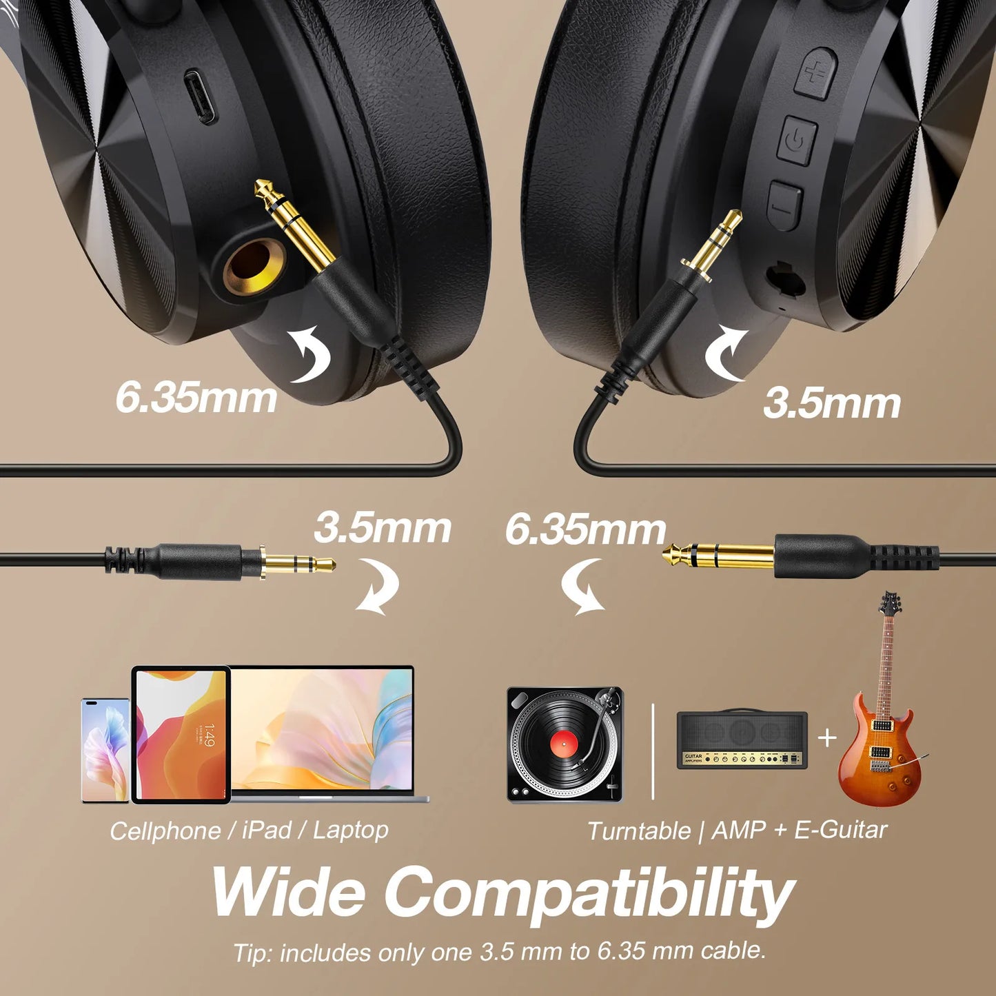 Oneodio Fusion A70 Bluetooth Headphones Hi - Usage Context Display