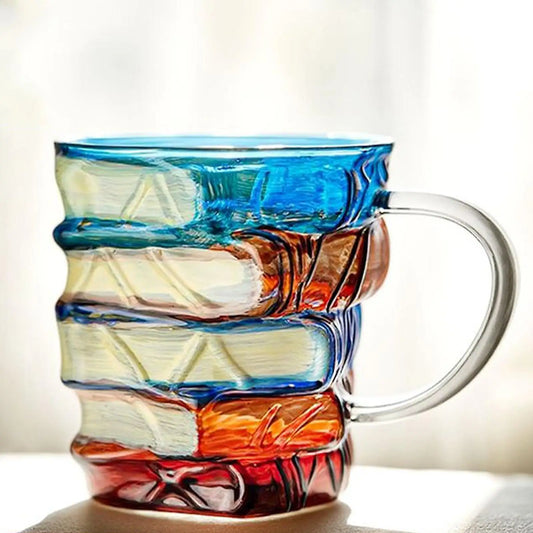 3D Painted Book Mug 350ml Colored Glass Drinking Cups Uni... - Main View