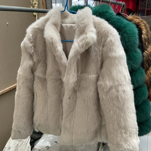 Fancy Rani Natural Rabbit Fur Coat Women Winter Jacket Real Leather And Fur Wome - Main View