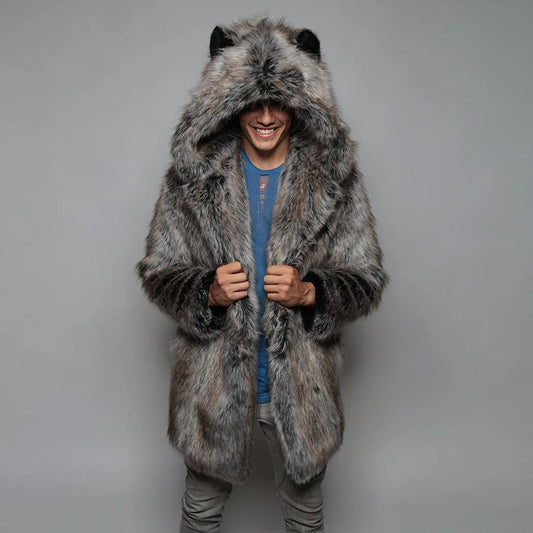 Casual Imitation Fur Jacket Coat Men's Winter Casual Warm Mink Coats M - Main View
