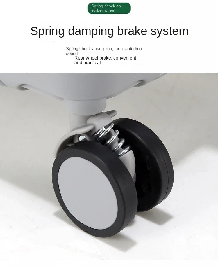 Spring damping brake system with text on a white background