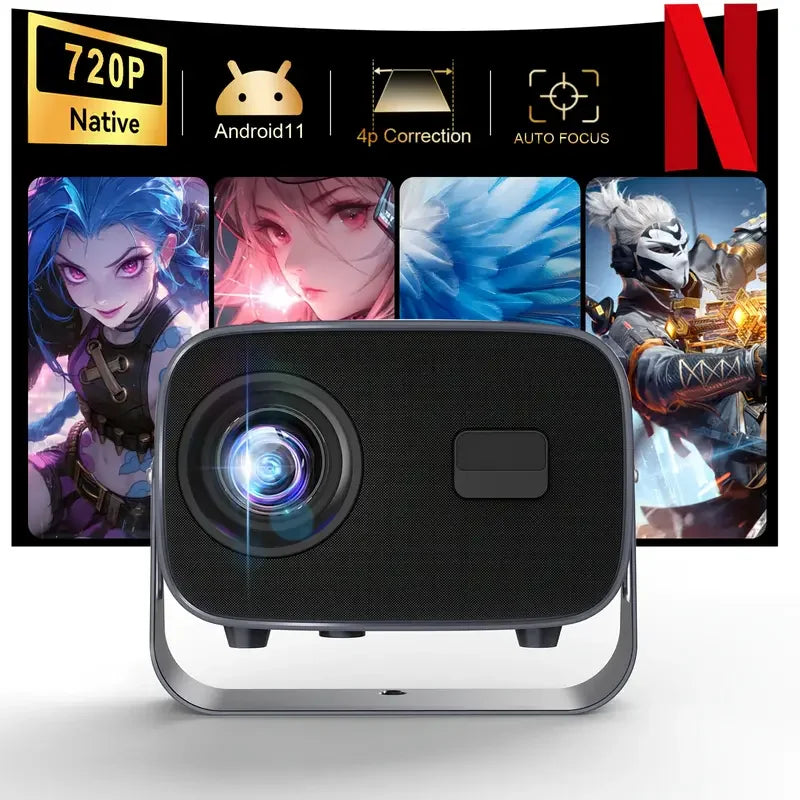 A10 Portable Mini Projector with 4K Support, Native 1080P, 200ANSI Brightness, Android 11, 5, 2 Dual WiFi, 360° Rotation