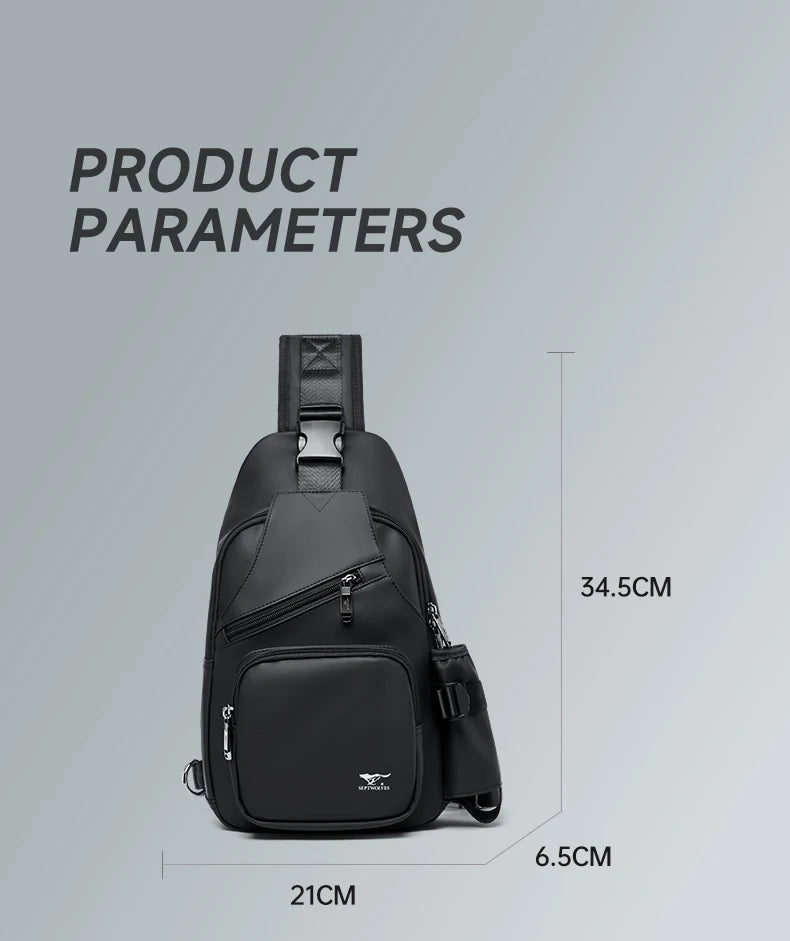 Septwolves Business Thin Printed Leather Crossbody Sling Bag Man