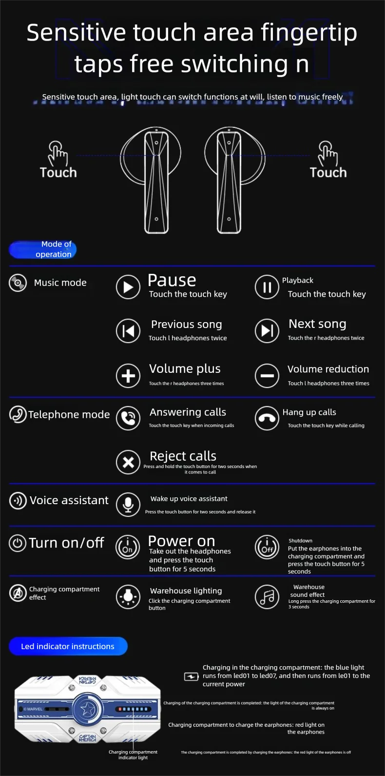 MARVEL Air Pro Wireless Bluetooth Earphones Headphones HiFi Sound Low Latency Noise Reduction Earbud - Gallery image 7