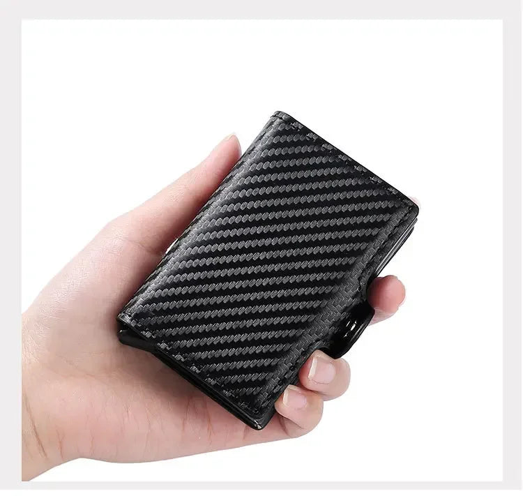 Double Layer Anti-Theft Card Case with RFID Blocking - Carbon Fiber