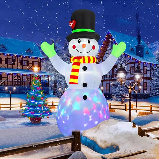 7FT Christmas Inflatables Snowman Outdoor Decorations Built-in Colorfu - Main View
