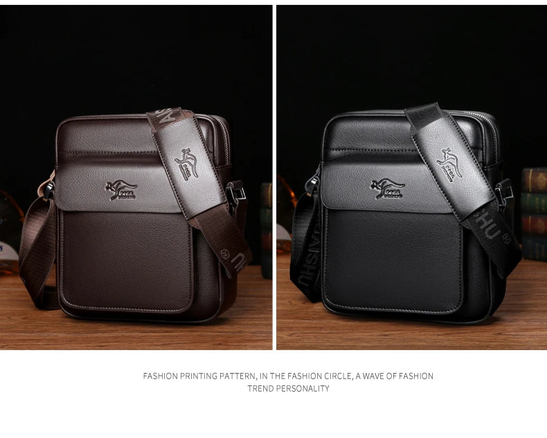 PU Leather Crossbody Bag for Men - Square Sling Shoulder Bag with