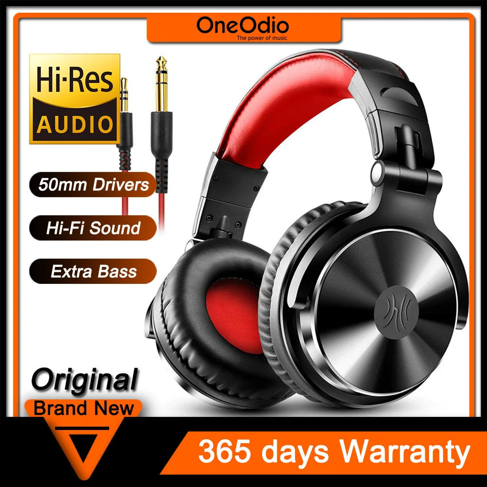 Oneodio Pro 10 Wired Studio Headphones Stereo Professional DJ Headphone with Mic Over Ear Monitor Ea