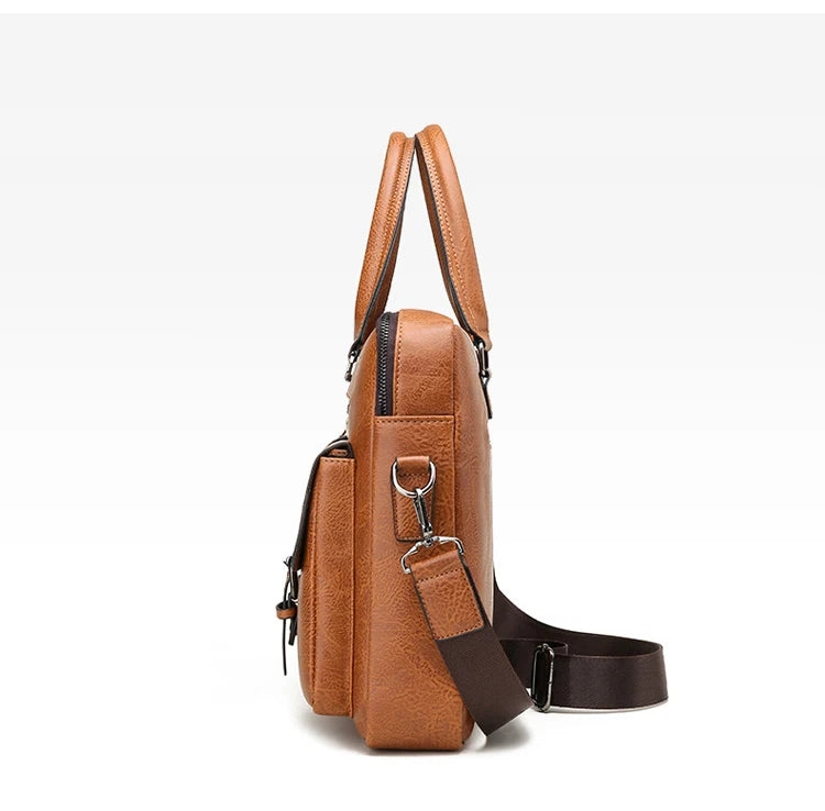 Luxury Brand Man Business Briefcase Bag PU Leather Messenger