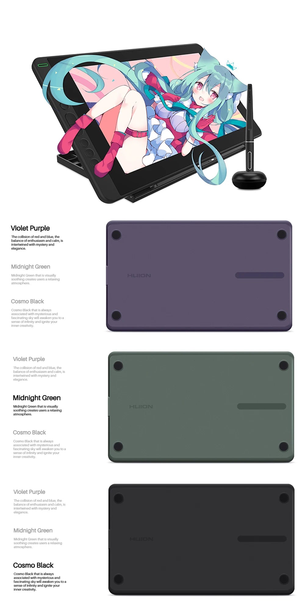 Huion Kamvas 13 Graphics Tablet Monitor AG Glass Pen Display Drawing