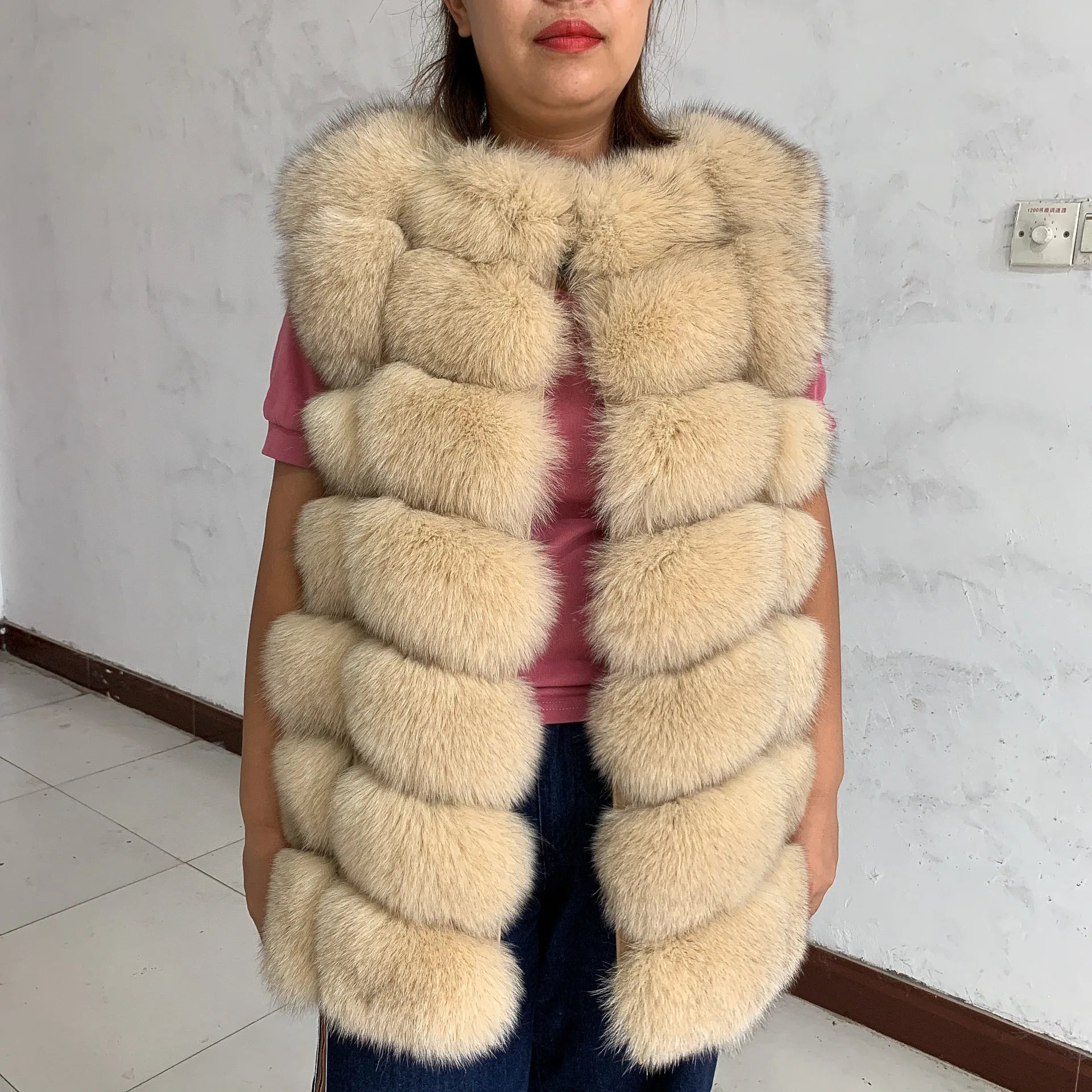Natural fox fur vest ladies winter autumn coat warm vest made of natural fur wom - View 60