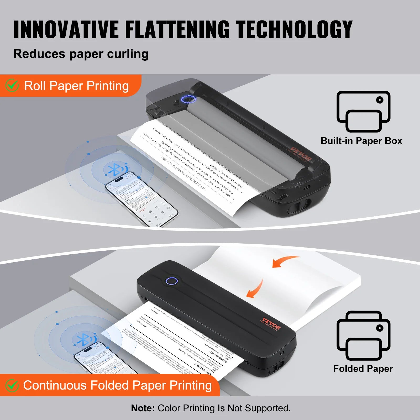 Portable Thermal Printer A4 - Bluetooth Inkless 2600mAh - Close-up View