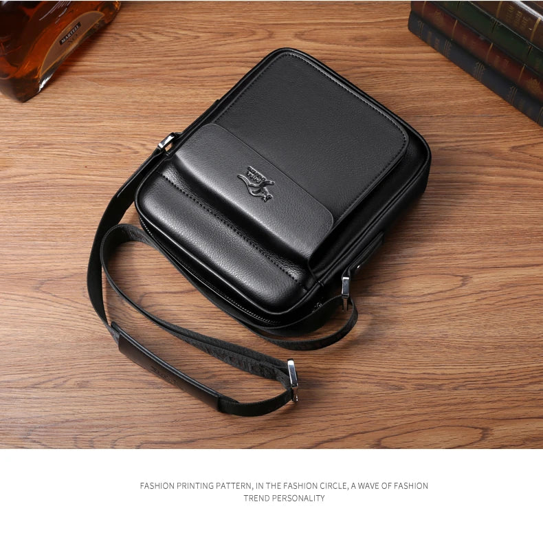 PU Leather Crossbody Bag for Men - Square Sling Shoulder Bag with