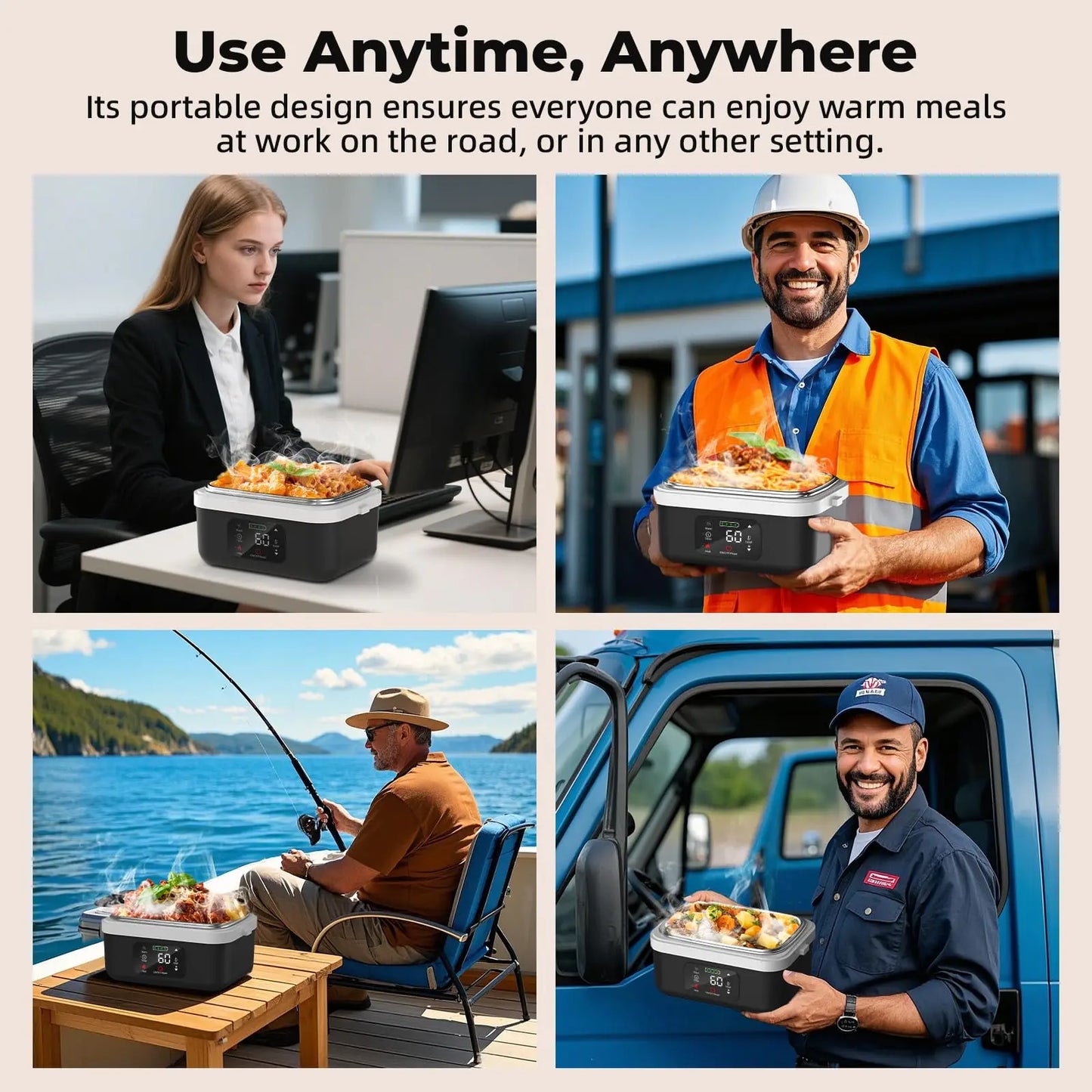 Wireless Electric Insulated Lunch Box - Built-in 8000mAh Battery,