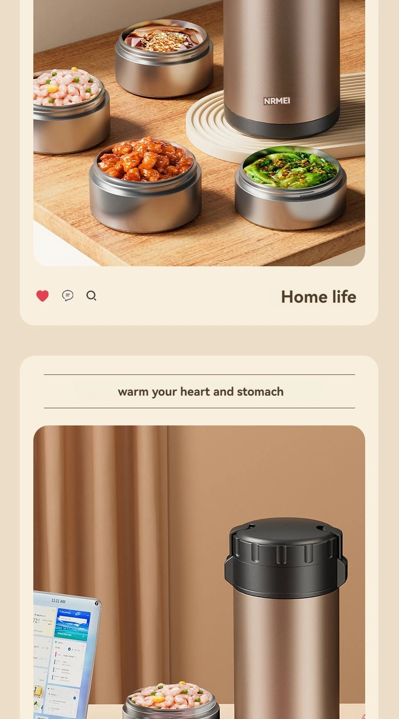 Stainless Steel Lunch Box, Large Capacity, Outdoor Bento Box,