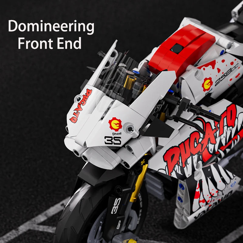 Technical V4 Motorcycle Building Blocks Set Famous Super Motorbike Model Kit Racing Bricks Kids Asse - Gallery image 13