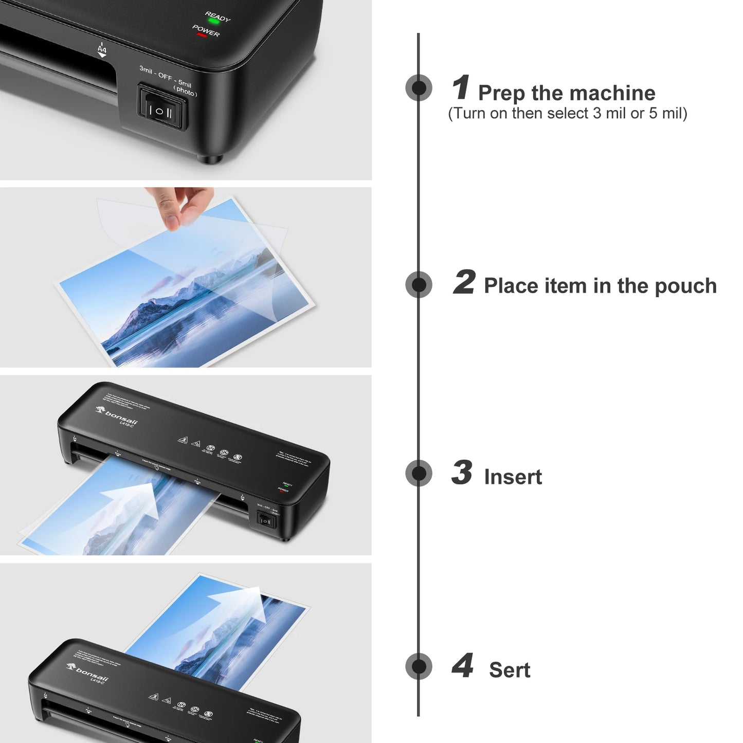 BONSAII Laminator 9 inch - 4-in-1 Never Jam with 40 Sheets - View 10