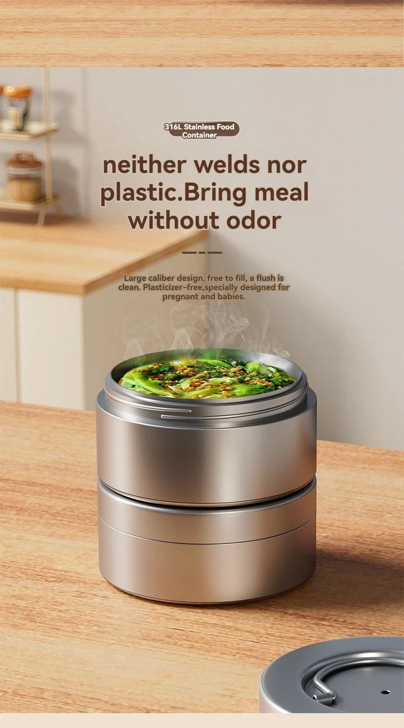 Stainless Steel Lunch Box, Large Capacity, Outdoor Bento Box,