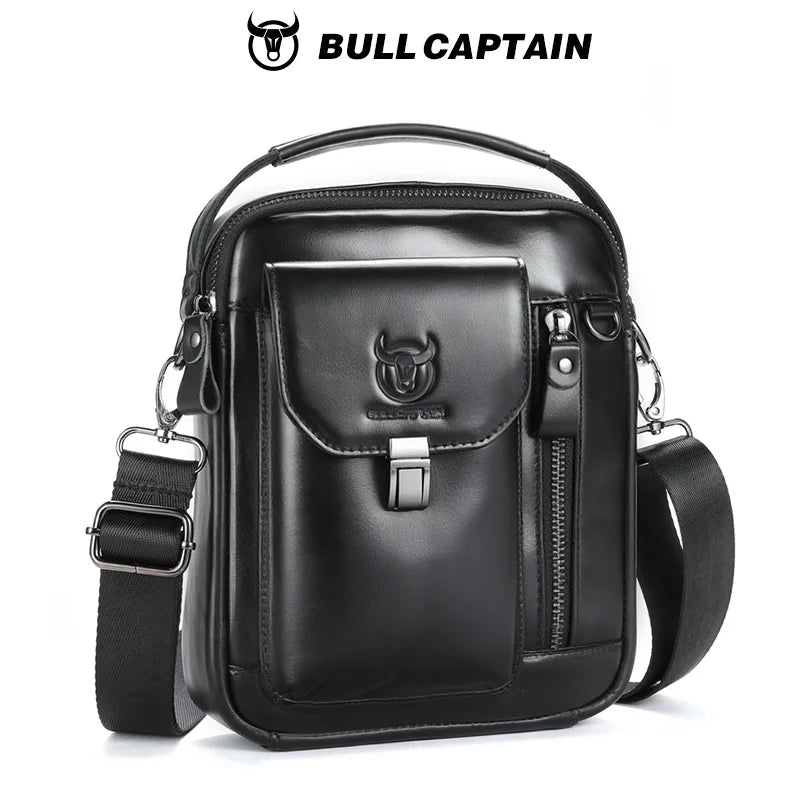 BULLCAPTAIN Men Genuine Leather Crossbody Bag Casual Everyday