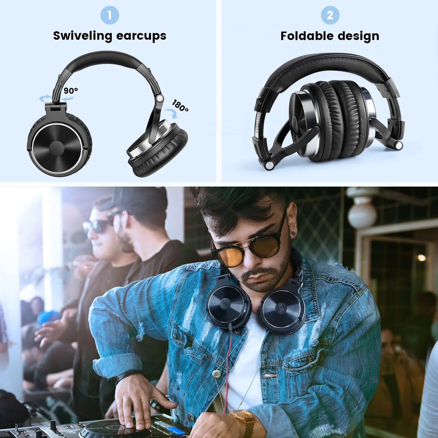 Oneodio Pro 10 DJ Headphones - Studio Monitor Over Ear Wired HiFi - Product Details