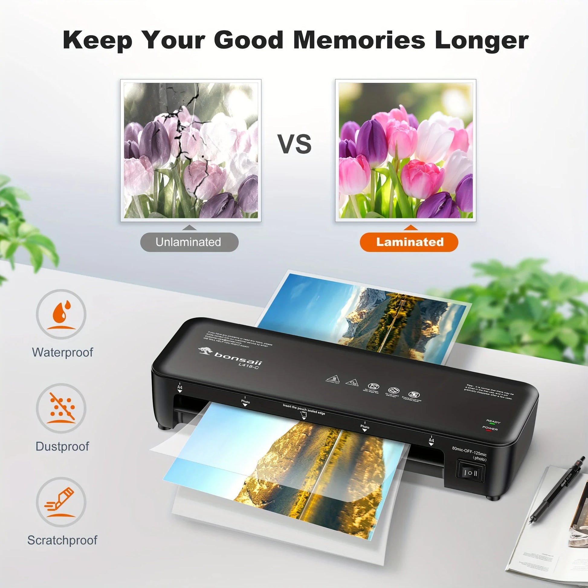 BONSAII Laminator 9 inch - 4-in-1 Never Jam with 40 Sheets - Additional View