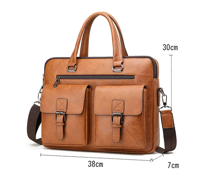 Luxury Brand Man Business Briefcase Bag PU Leather Messenger