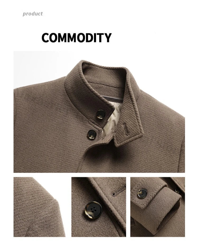 COMXZ Men Wool Blends Coat Removable Liner Luxury High End Business Outdoor Golf Coat Office Warm Go - Gallery image 9
