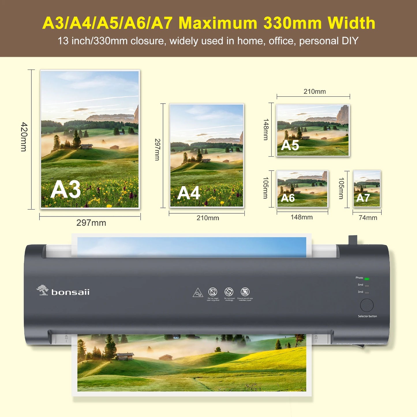 BONSAII Laminator 13 inch A3 - Never Jam Smart Temp - View 7