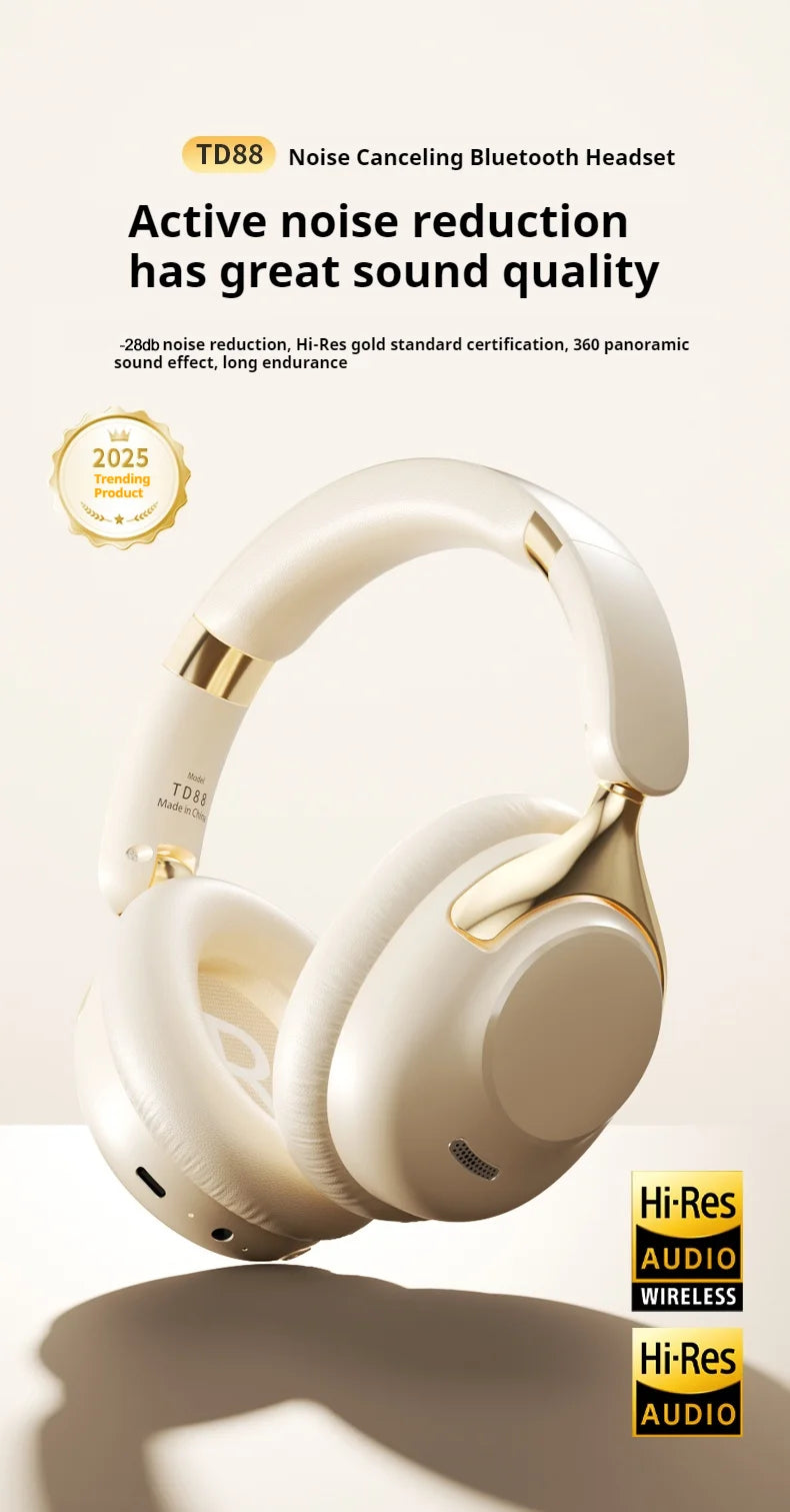 ANC Noise Reduction 100H Play Time Bluetooth Headphones 360° Surround Sound Wireless Headsets Sports - Gallery image 6