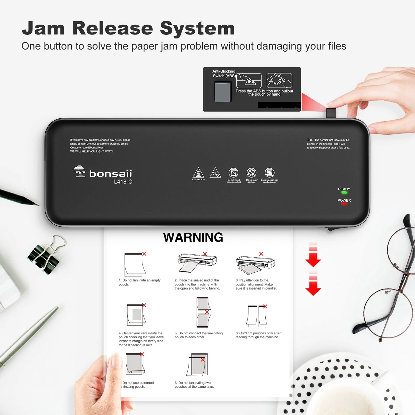 BONSAII Laminator 9 inch - 4-in-1 Never Jam with 40 Sheets - View 11