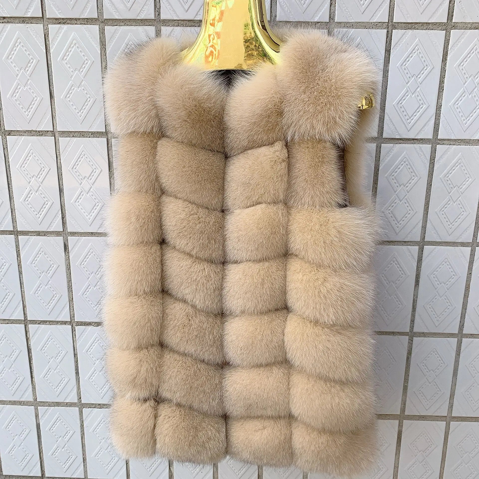 Natural fox fur vest ladies winter autumn coat warm vest made of natural fur wom - View 48