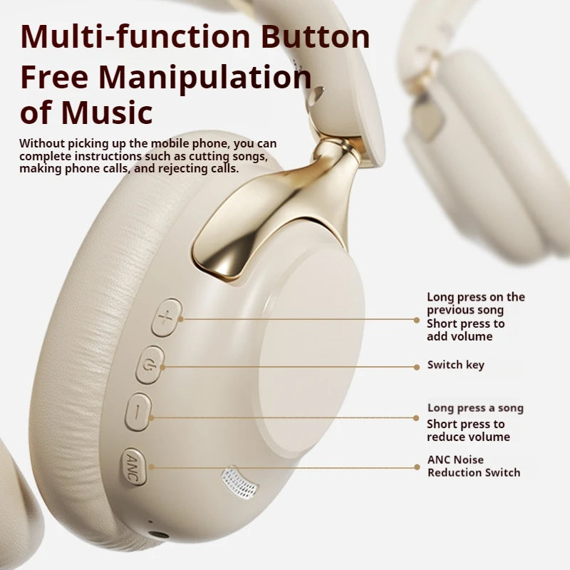 ANC Noise Reduction 100H Play Time Bluetooth Headphones 360° Surround Sound Wireless Headsets Sports - Gallery image 8