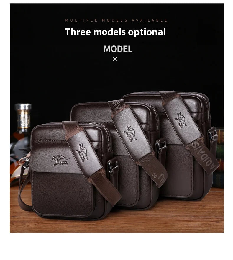 PU Leather Crossbody Bag for Men - Square Sling Shoulder Bag with