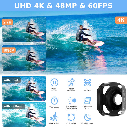 4K Video Camera Camcorder 48MP UHD WiFi IR Night Vision Vlogging